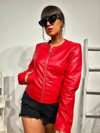 Cazadora Polipiel KEROYA Rojo