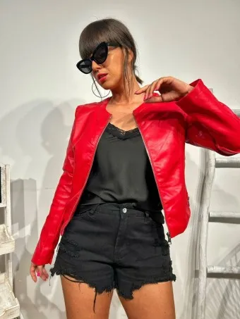 Cazadora Polipiel KEROYA Rojo