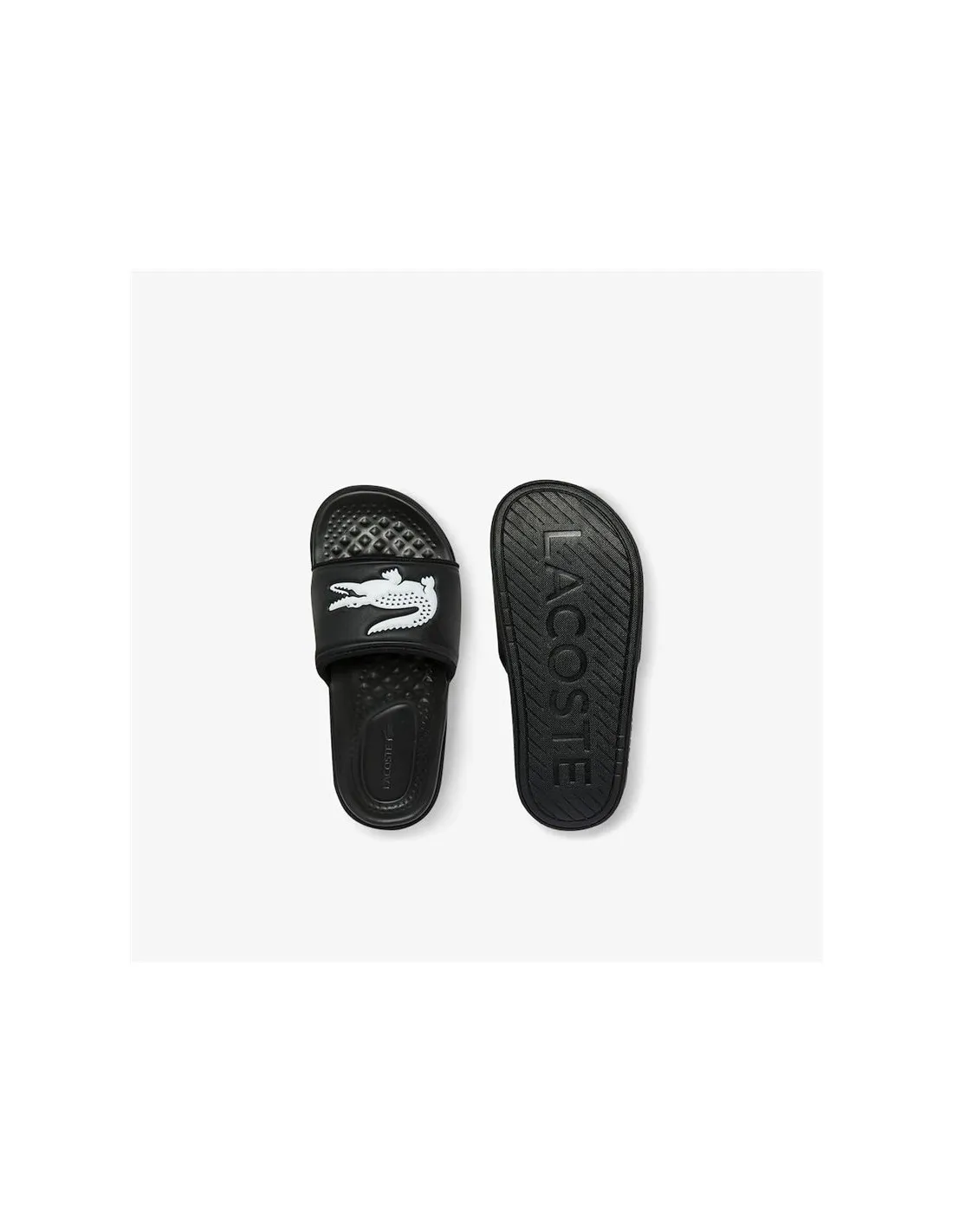 Chanclas Lacoste Croco Dualiste Synthetic Logo Strap Negro Mujer