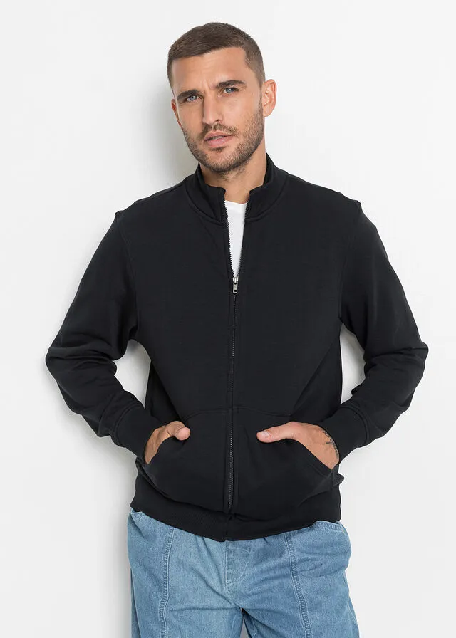 Chaqueta de estilo universitario con cuello alto Negro