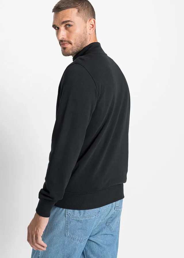 Chaqueta de estilo universitario con cuello alto Negro