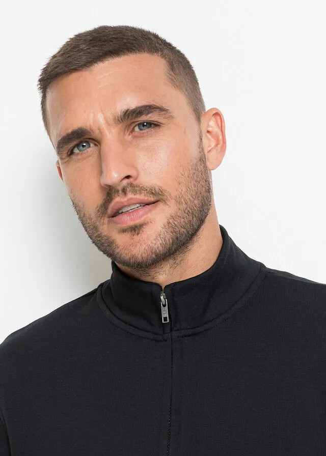 Chaqueta de estilo universitario con cuello alto Negro