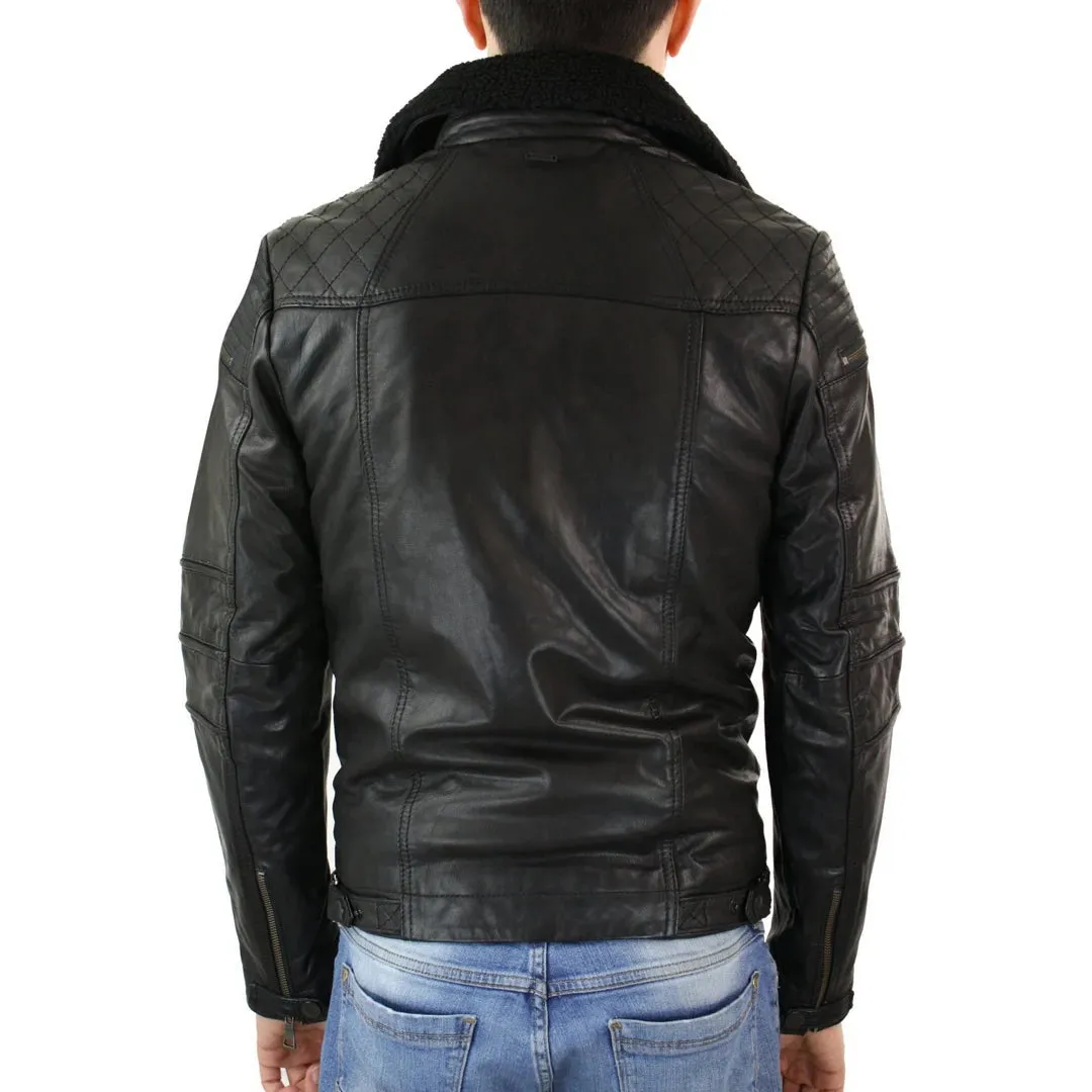 Chaqueta de motociclista con cremallera cruzada para hombre, cuero, Air Force 1