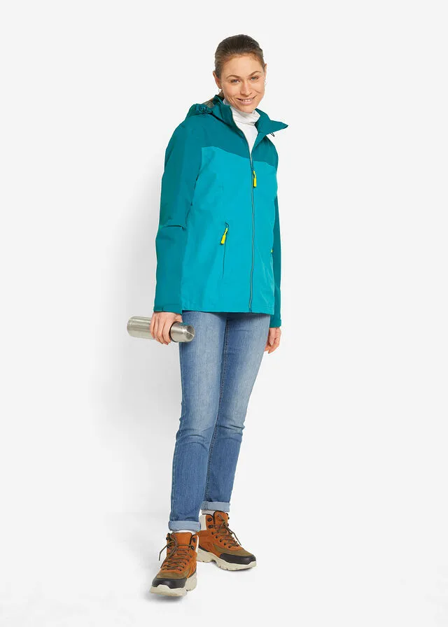 Chaqueta funcional con capucha turquesa
