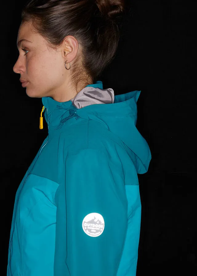 Chaqueta funcional con capucha turquesa