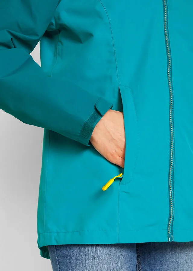Chaqueta funcional con capucha turquesa