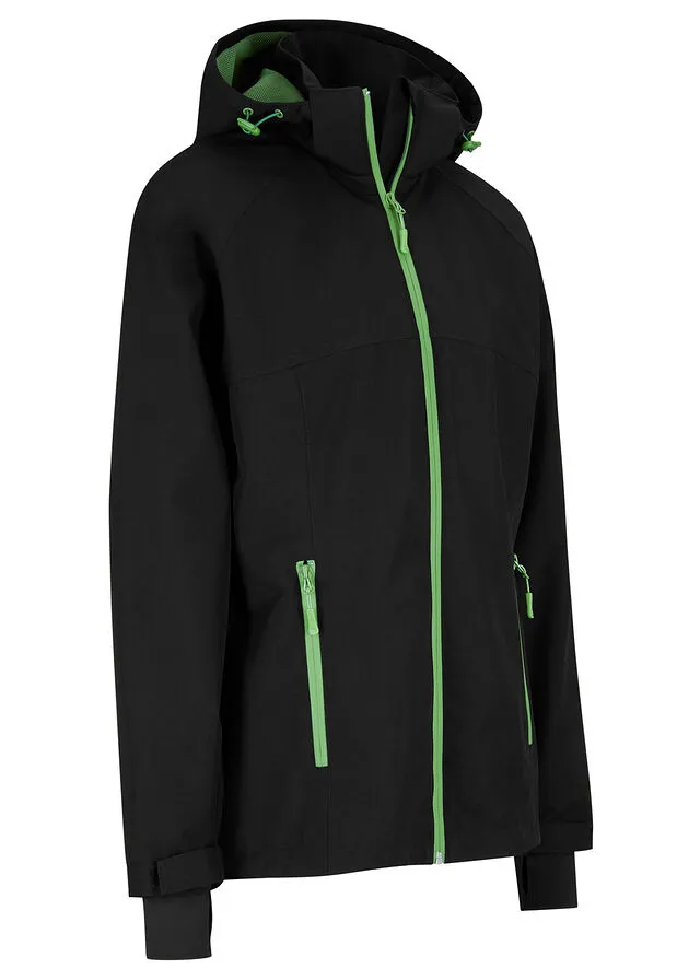 Chaqueta funcional impermeable con detalles reflectantes Negro