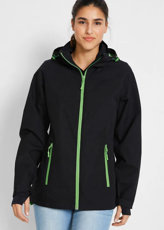 Chaqueta funcional impermeable con detalles reflectantes Negro