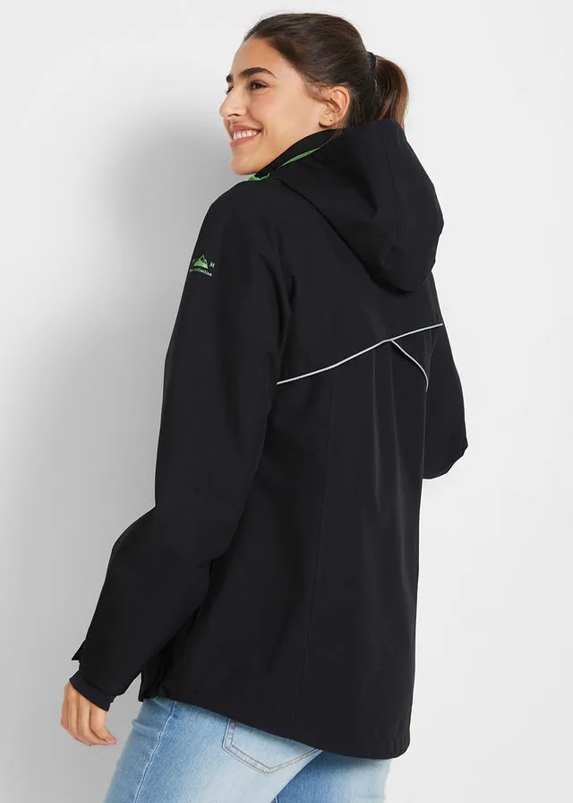 Chaqueta funcional impermeable con detalles reflectantes Negro