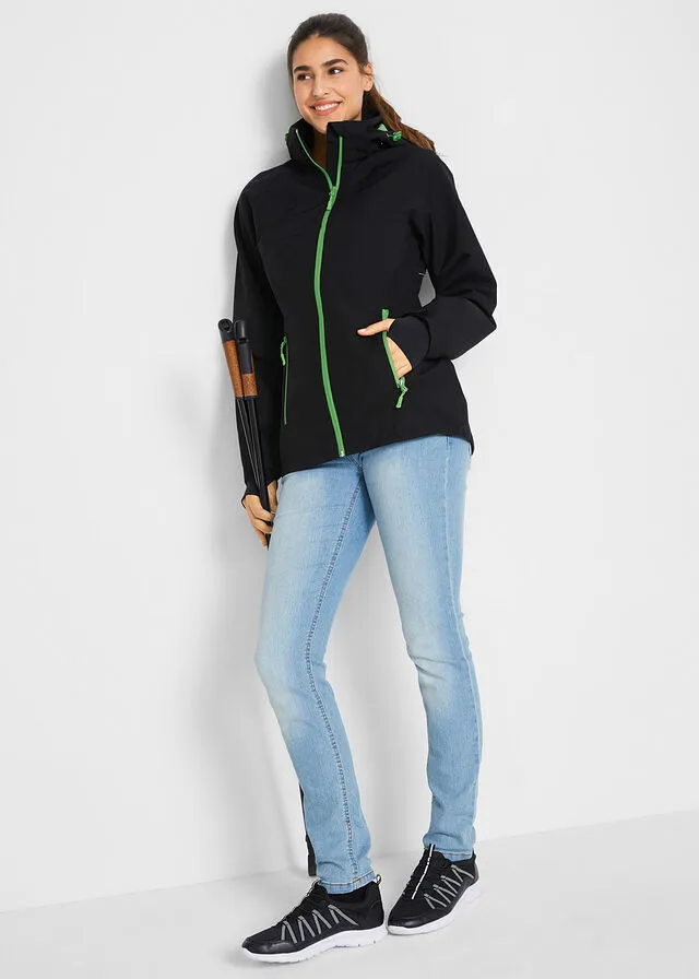 Chaqueta funcional impermeable con detalles reflectantes Negro