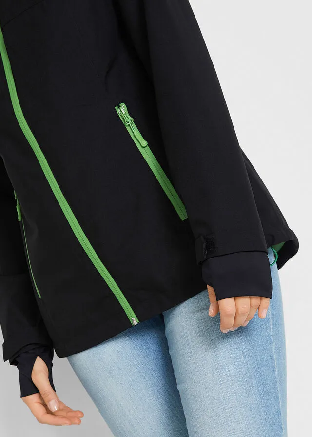 Chaqueta funcional impermeable con detalles reflectantes Negro