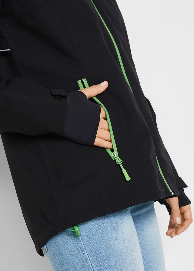 Chaqueta funcional impermeable con detalles reflectantes Negro