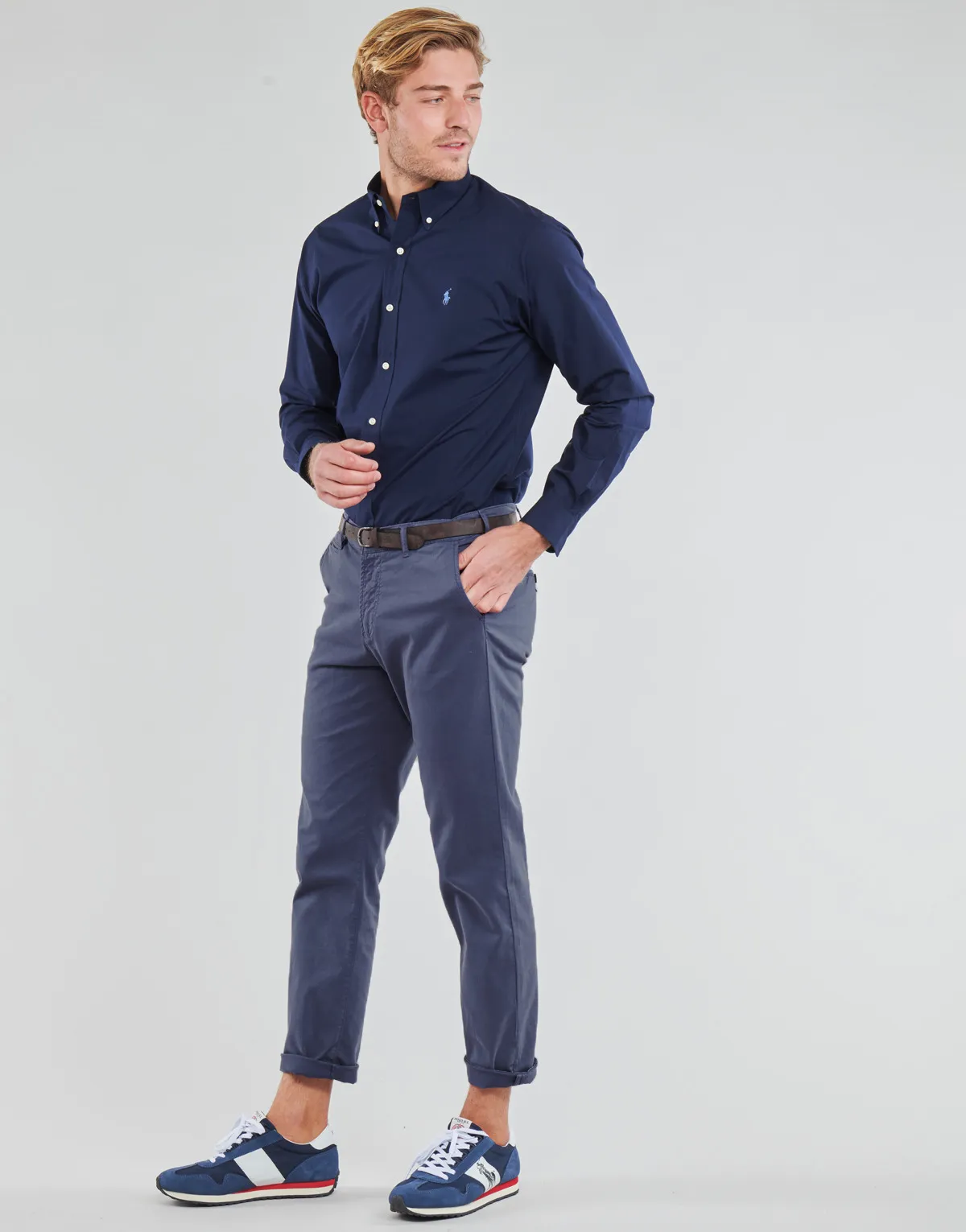 CHEMISE AJUSTEE EN POPLINE DE COTON COL BOUTONNE  LOGO PONY PLAY
