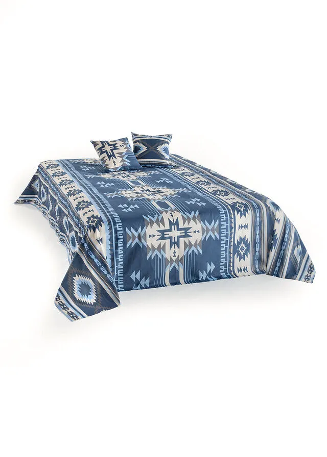 Colcha con diseño étnico Azul