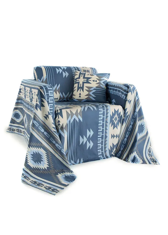 Colcha con diseño étnico Azul