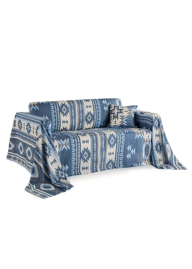 Colcha con diseño étnico Azul