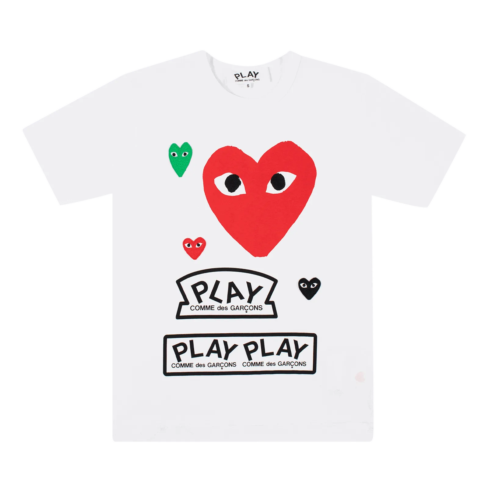 COMME DES GARçONS PLAY MULTI LOGO TSHIRT