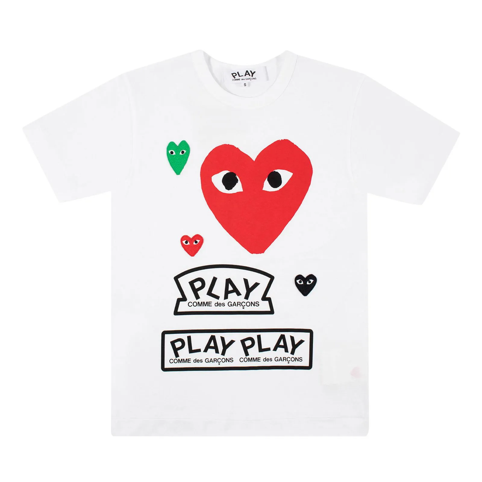 COMME DES GARçONS PLAY MULTI LOGO TSHIRT