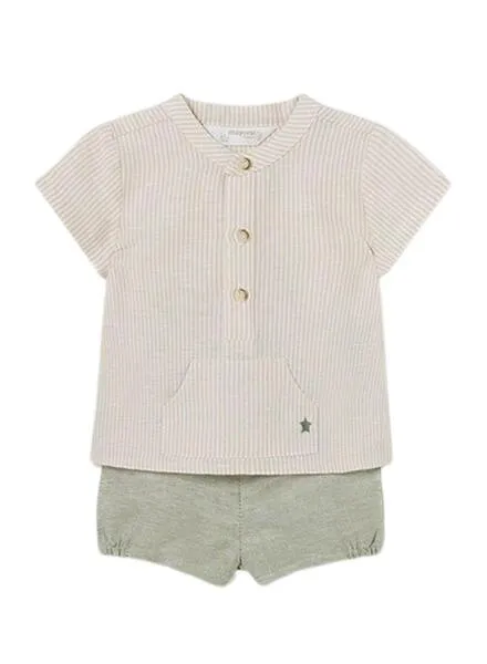 Conjunto Mayoral Pantalón Corto Camisa Verde Bebé