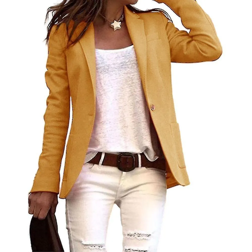 Damas de trabajo Oficina solapa Chaqueta Traje Blazer Un botón