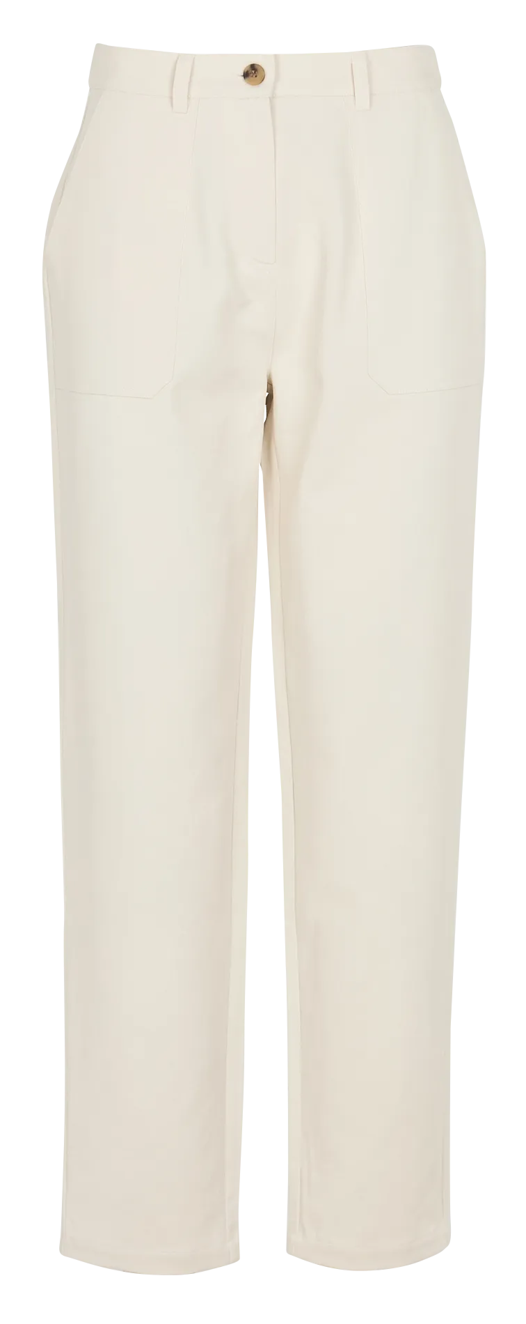 EKYOG RYLESA  PANTALóN RECTO DE TALLE ALTO EN MEZCLA DE ALGODóN ORGáNICO EN BEIGE
