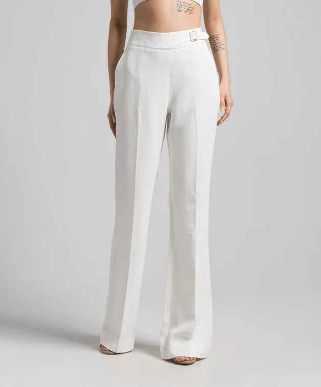 Ermanno Scervino White flared pants with linen
