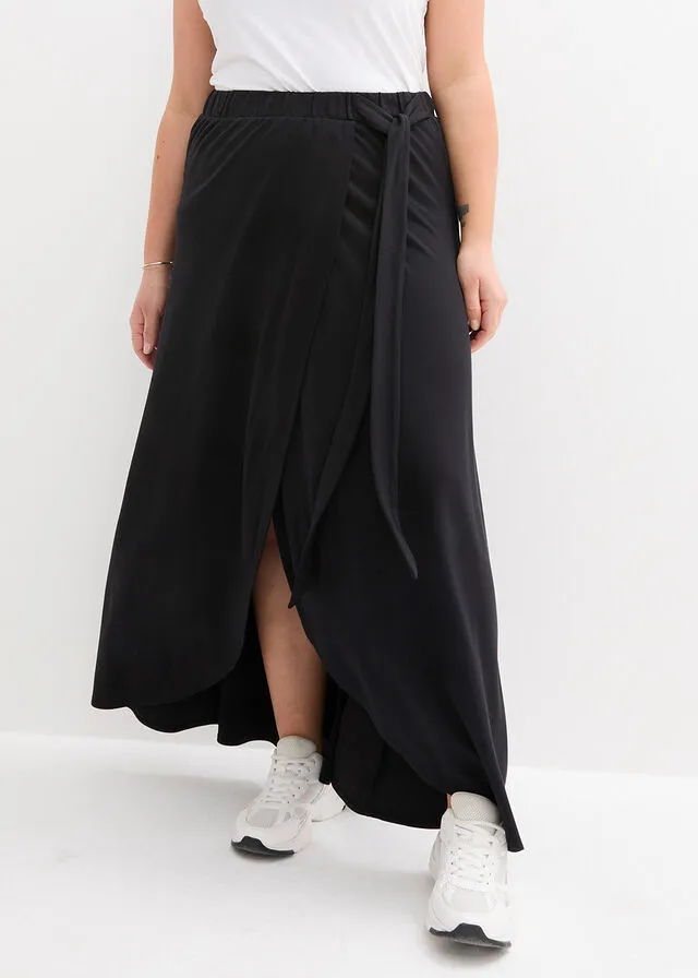 Falda con diseño cruzado Negro