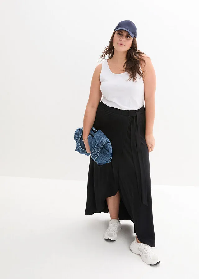 Falda con diseño cruzado Negro