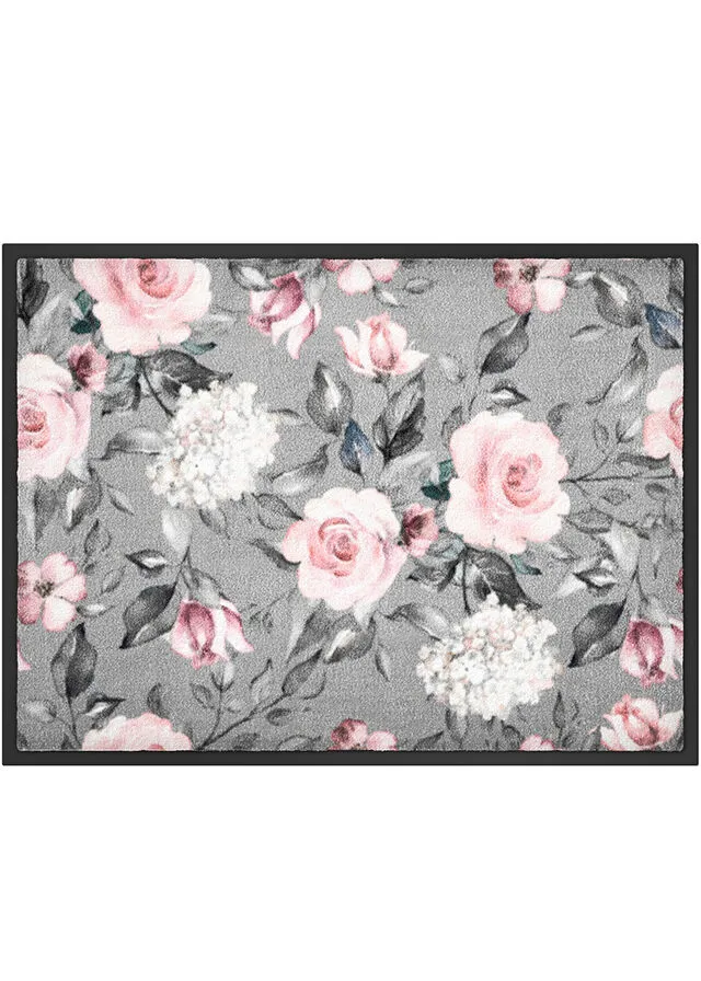 FELPUDO CON ESTAMPADO FLORAL GRISROSA