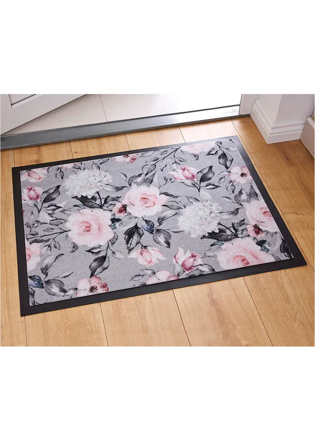 FELPUDO CON ESTAMPADO FLORAL GRISROSA