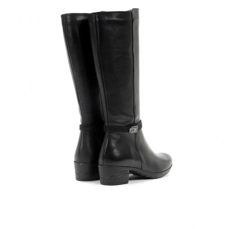 FLUCHOS Charis F0938 Negro. Bota lisa medio tacón mujer Hombre