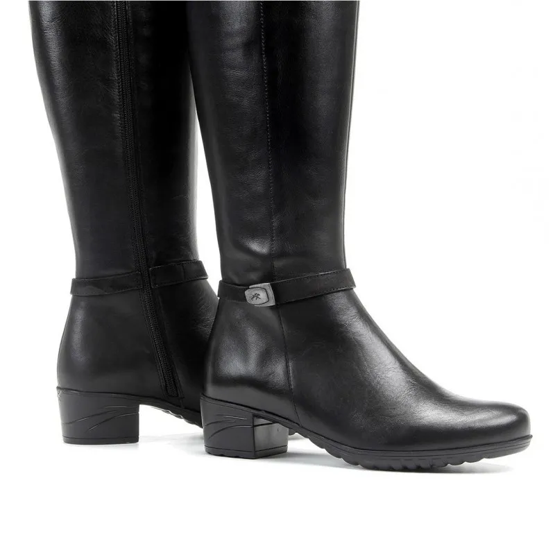 FLUCHOS Charis F0938 Negro. Bota lisa medio tacón mujer Hombre