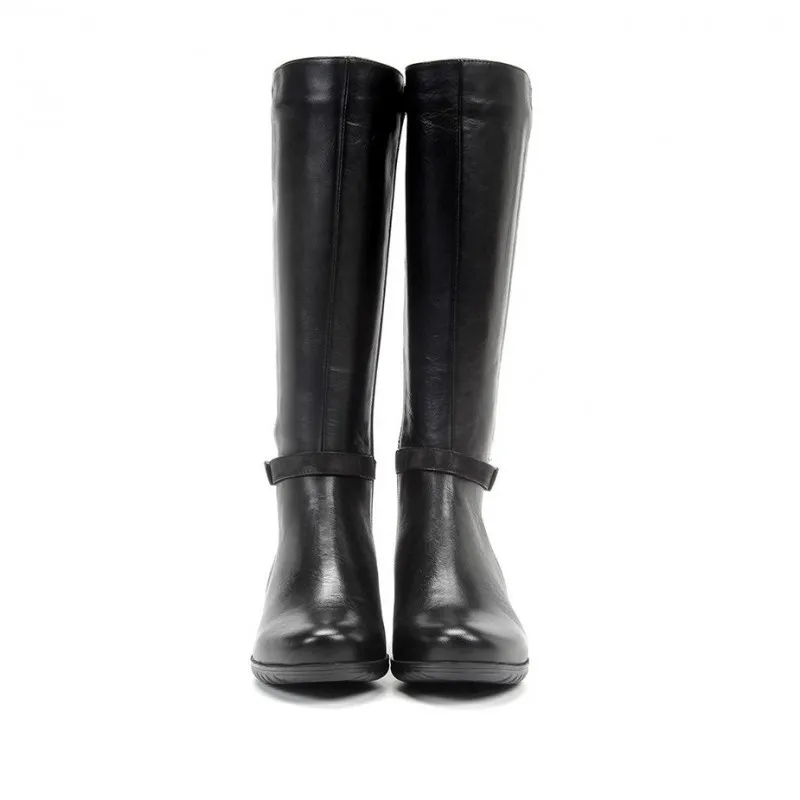 FLUCHOS Charis F0938 Negro. Bota lisa medio tacón mujer Hombre