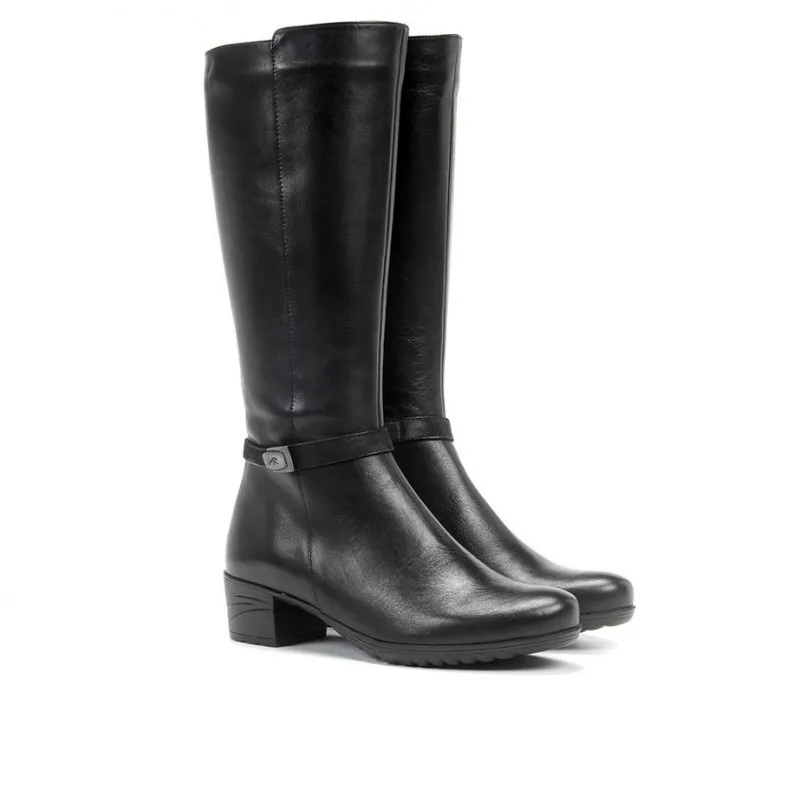 FLUCHOS Charis F0938 Negro. Bota lisa medio tacón mujer Hombre