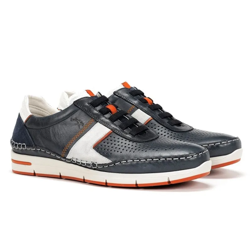 FLUCHOS Yannic F1443 Azul y cuero Deportivo casual elásticos Hombre