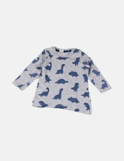H&M Camiseta gris estampada