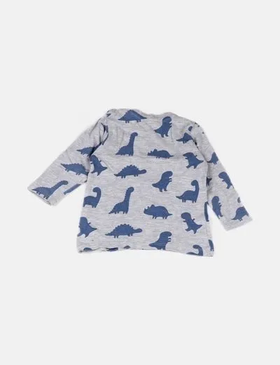 H&M Camiseta gris estampada