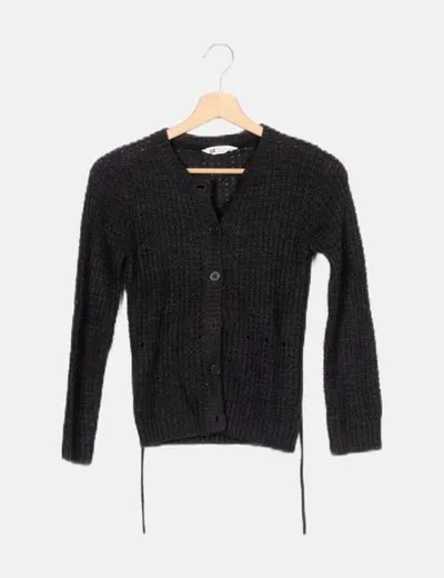 H&M Cárdigan gris punto