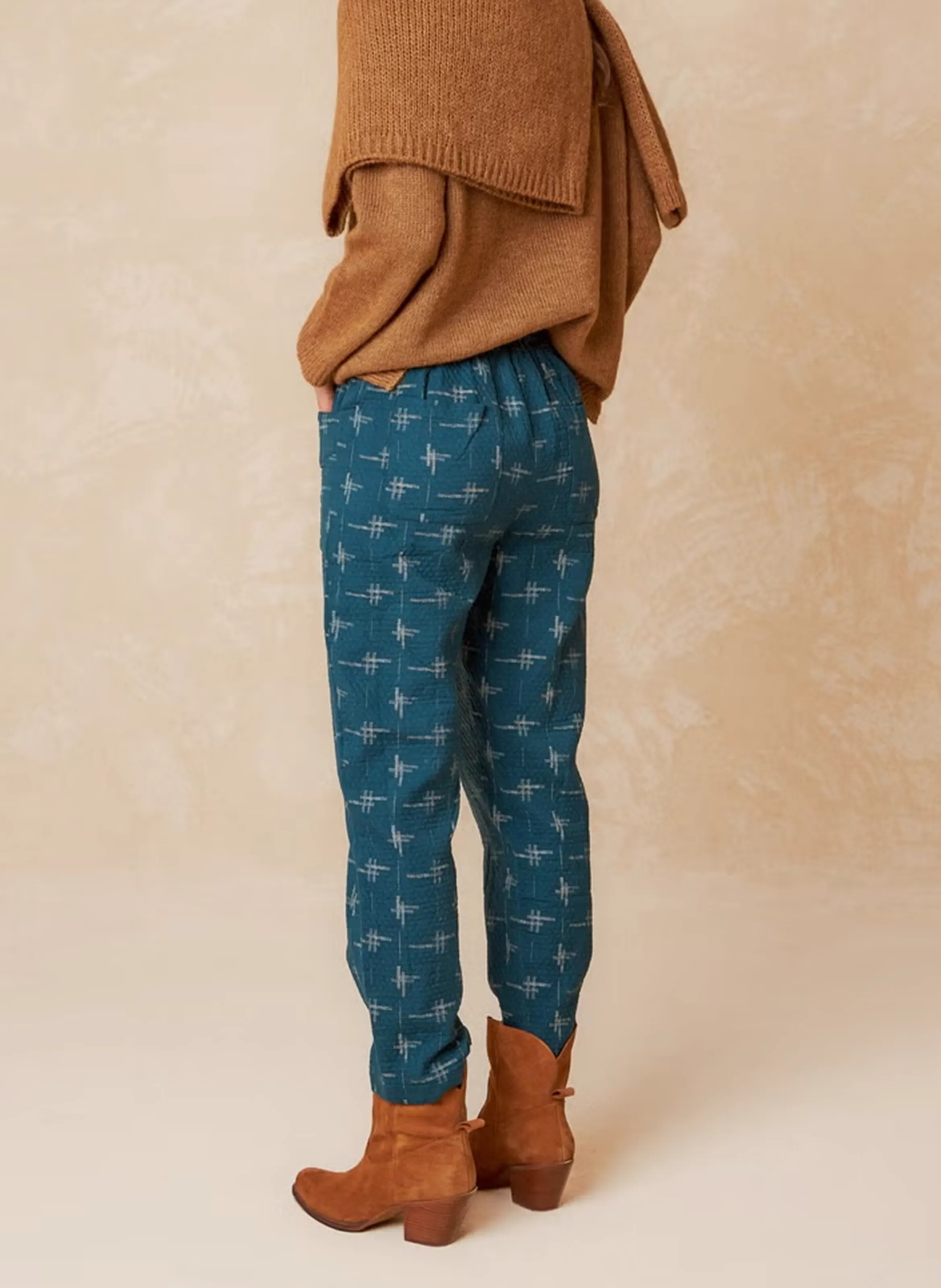 INDI & COLD Pantalón recto de algodón en azul