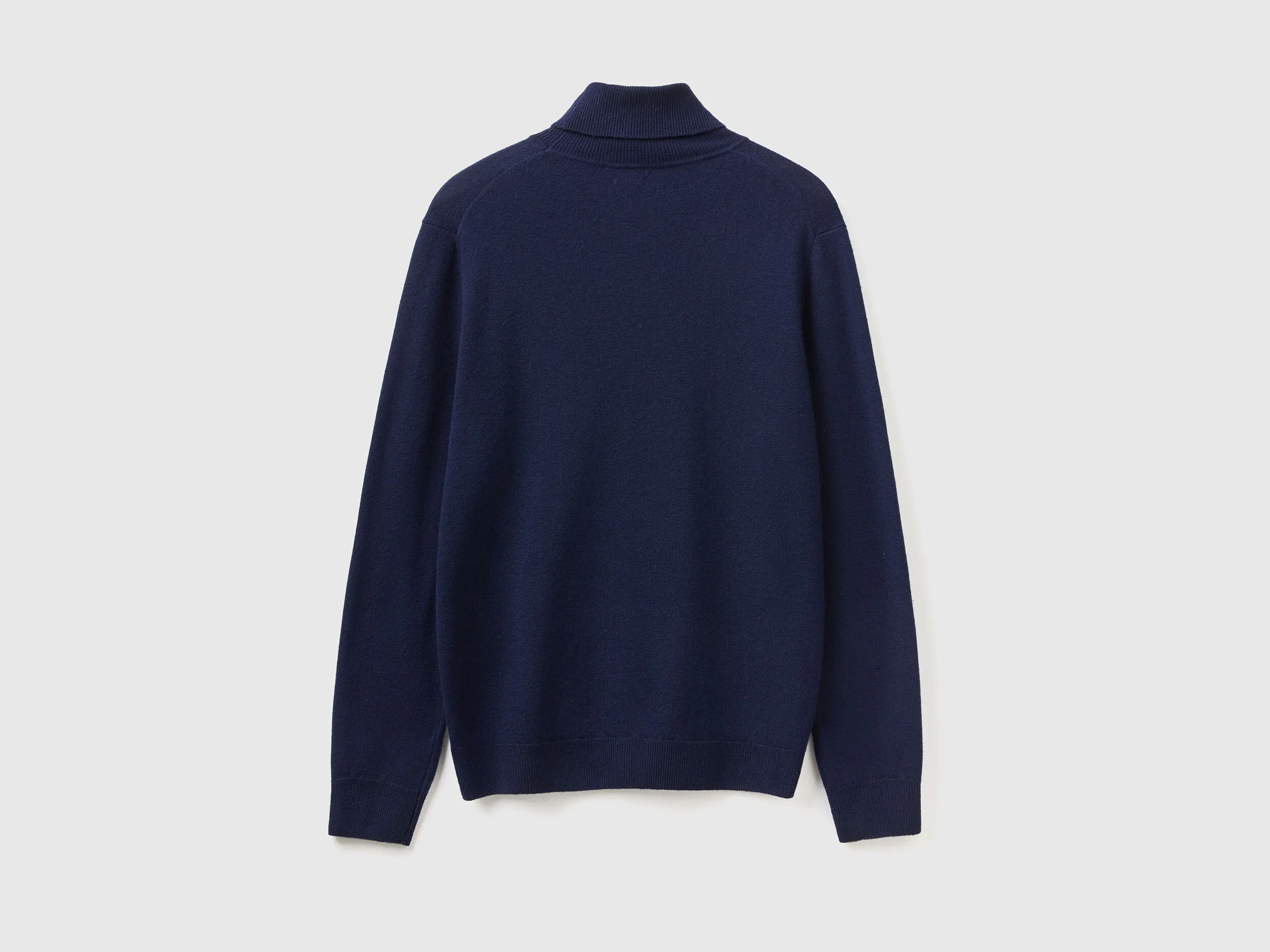 Jersey de cuello cisne azul oscuro de pura lana Merina