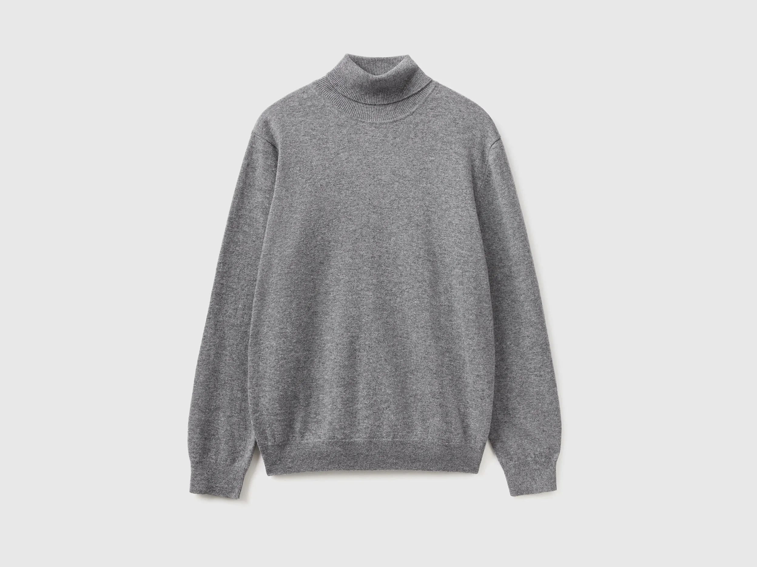 Jersey de cuello cisne gris oscuro de pura lana Merina