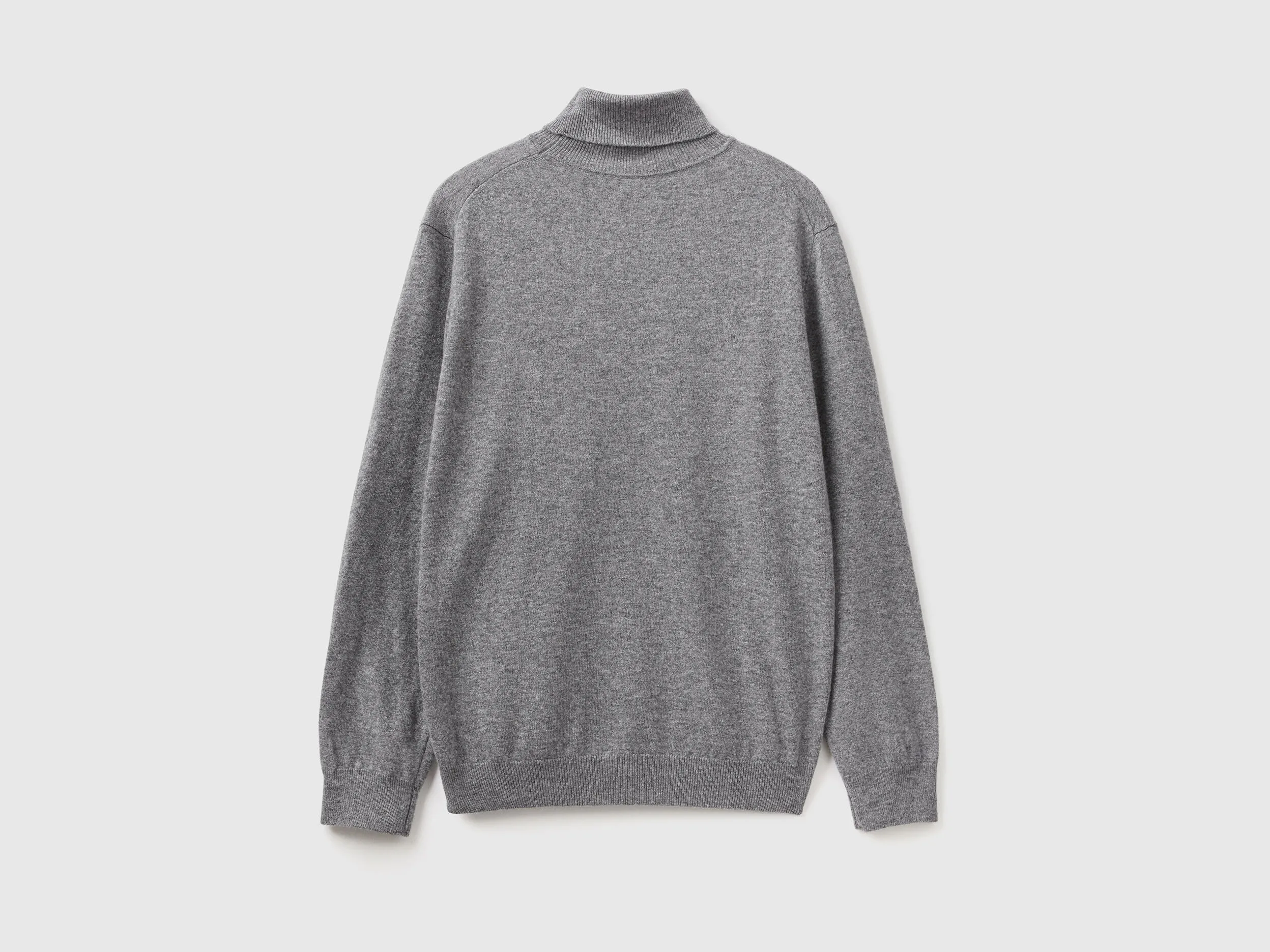 Jersey de cuello cisne gris oscuro de pura lana Merina