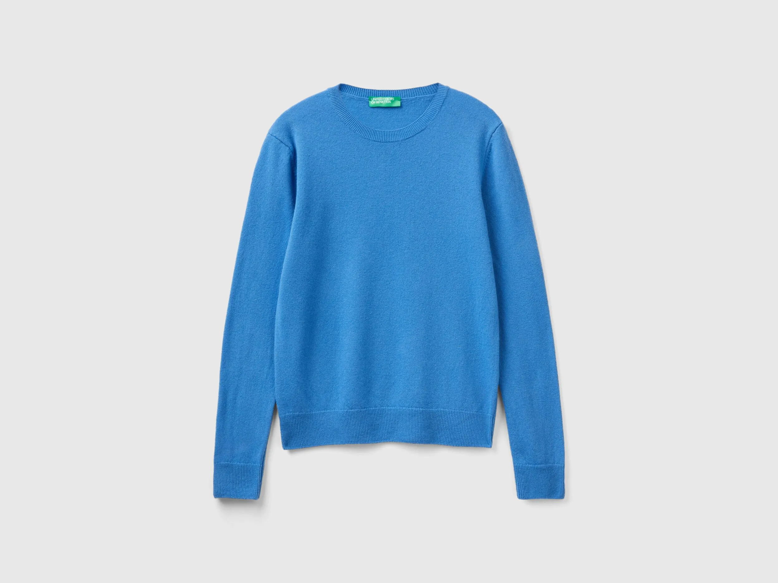 Jersey de cuello redondo azul oscuro de lana merina
