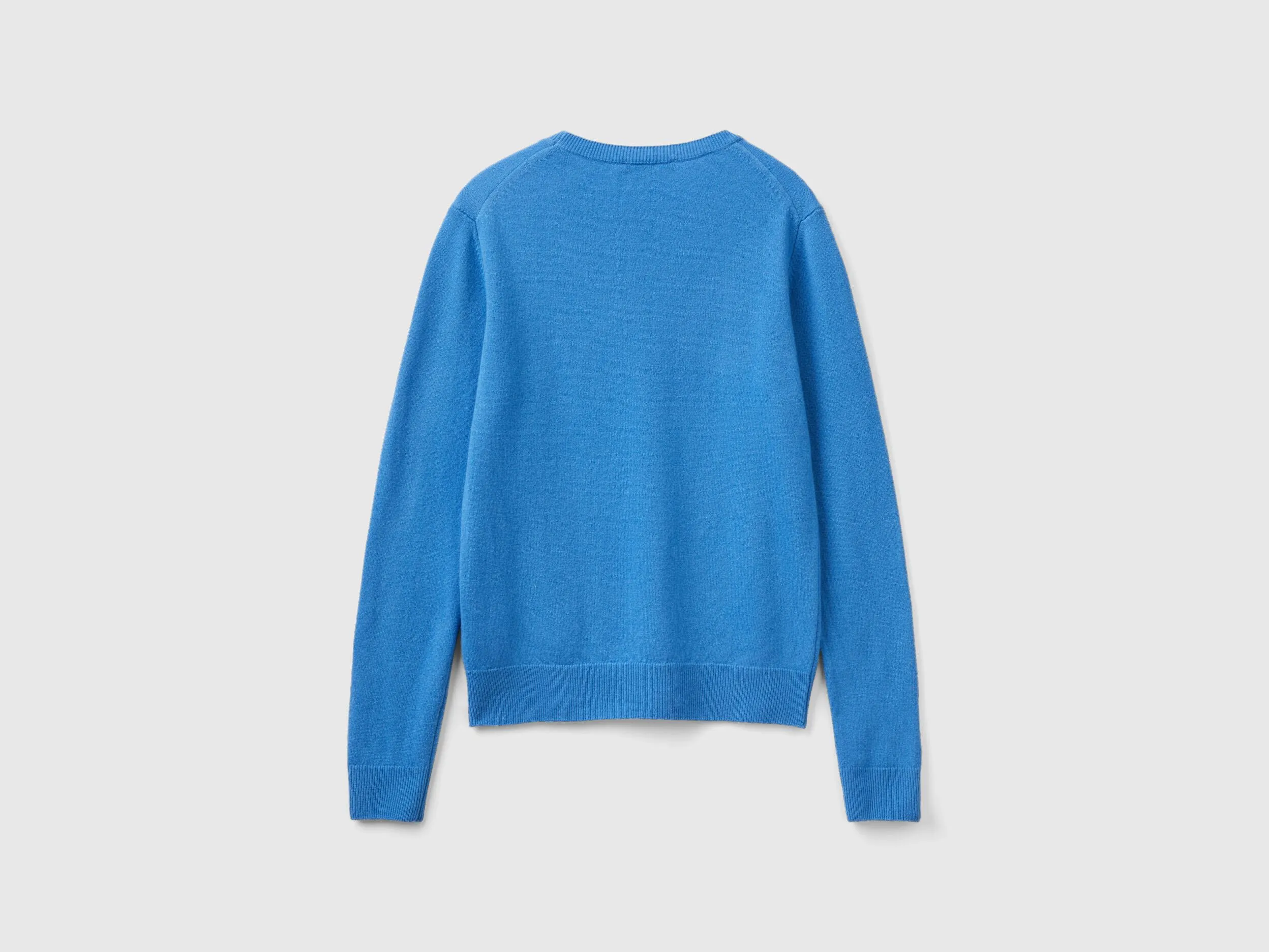 Jersey de cuello redondo azul oscuro de lana merina