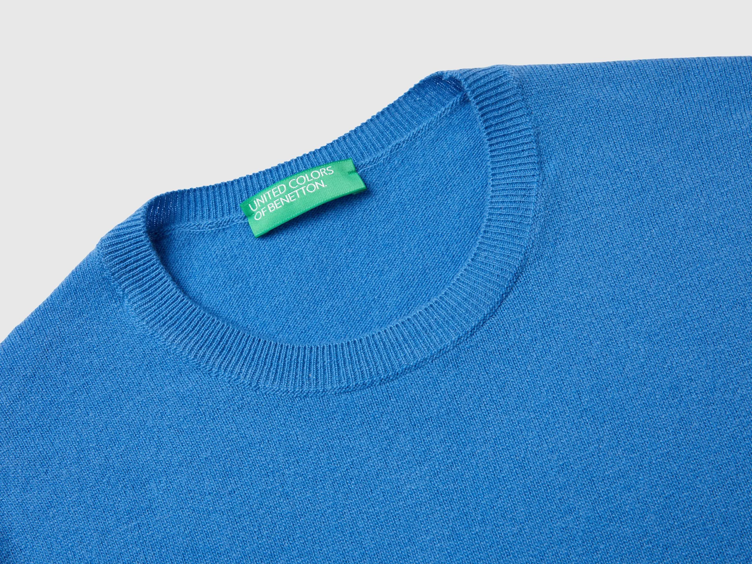 Jersey de cuello redondo azul oscuro de lana merina