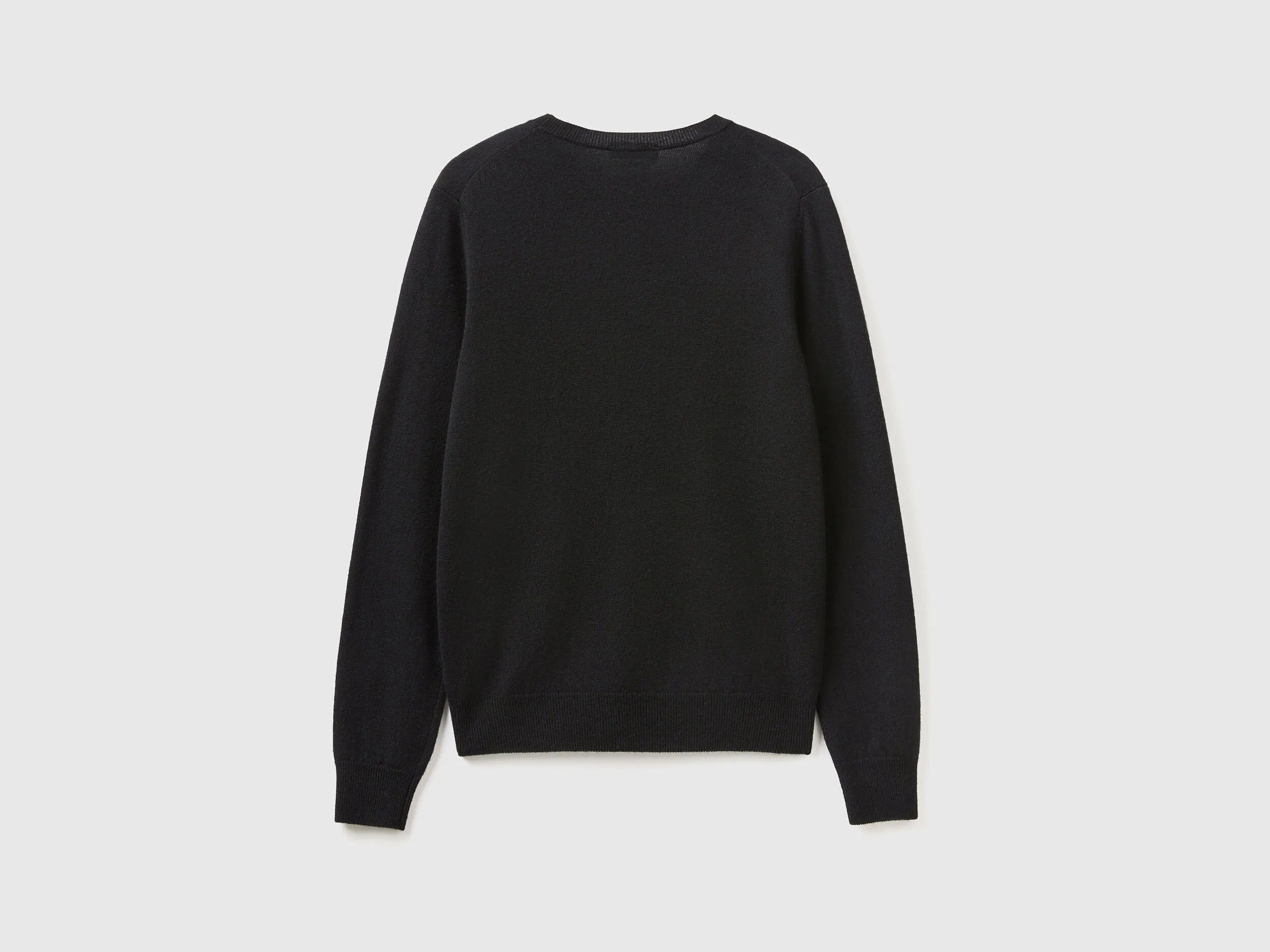 Jersey de cuello redondo negro de lana Merina
