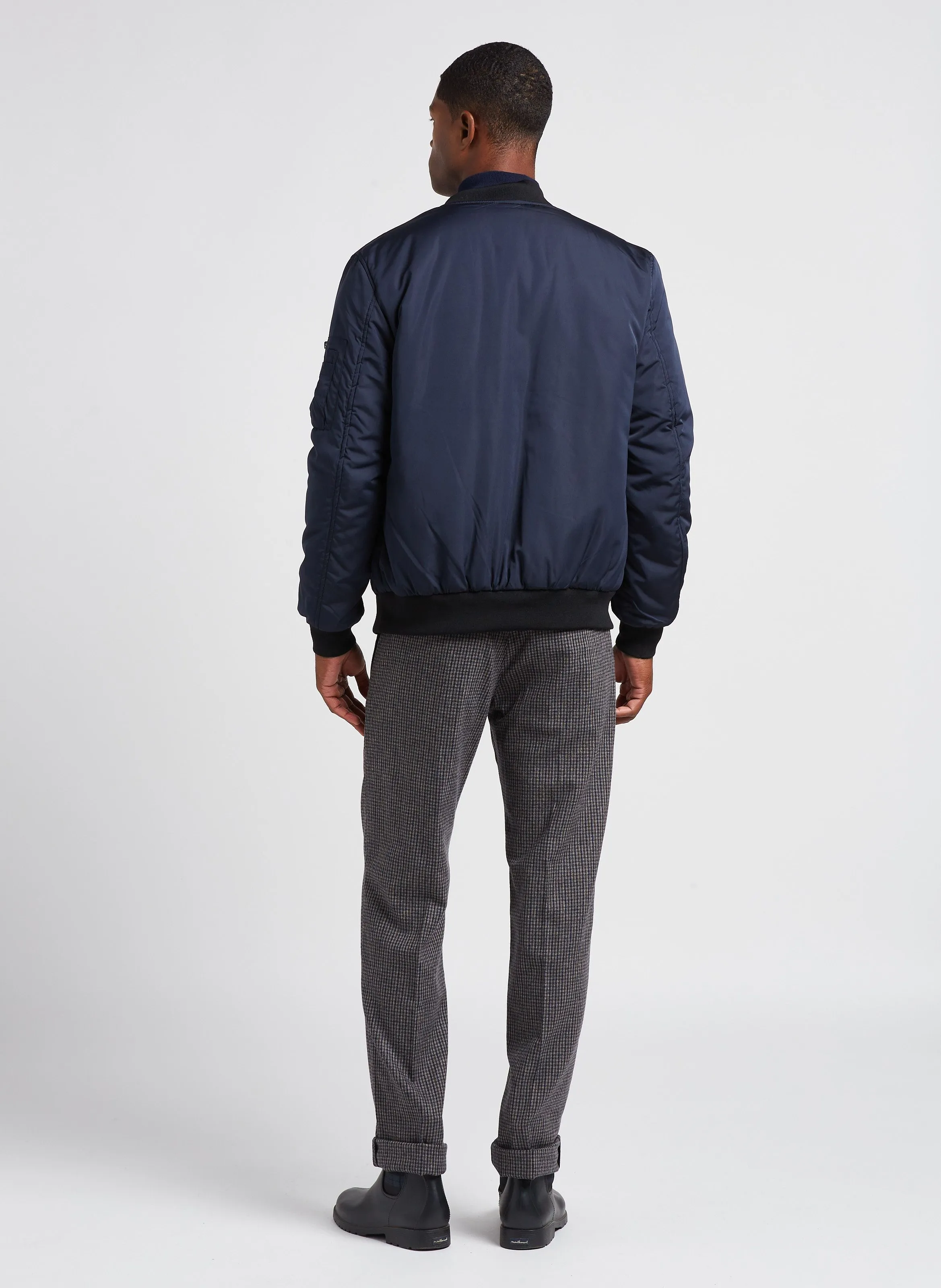 MAX  CHAQUETA BOMBER CON CUELLO REDONDO EN AZUL