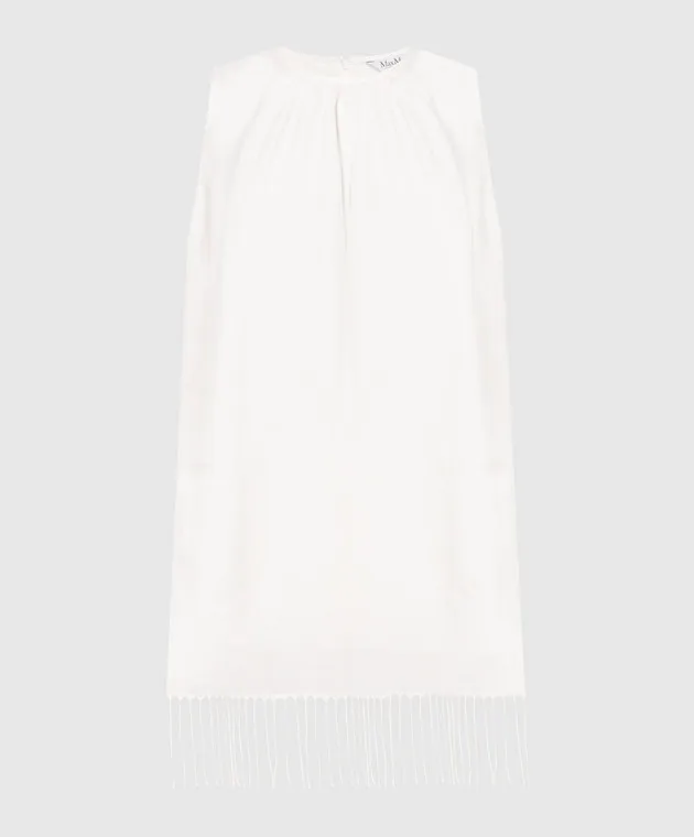 Max Mara White linen top with fringe