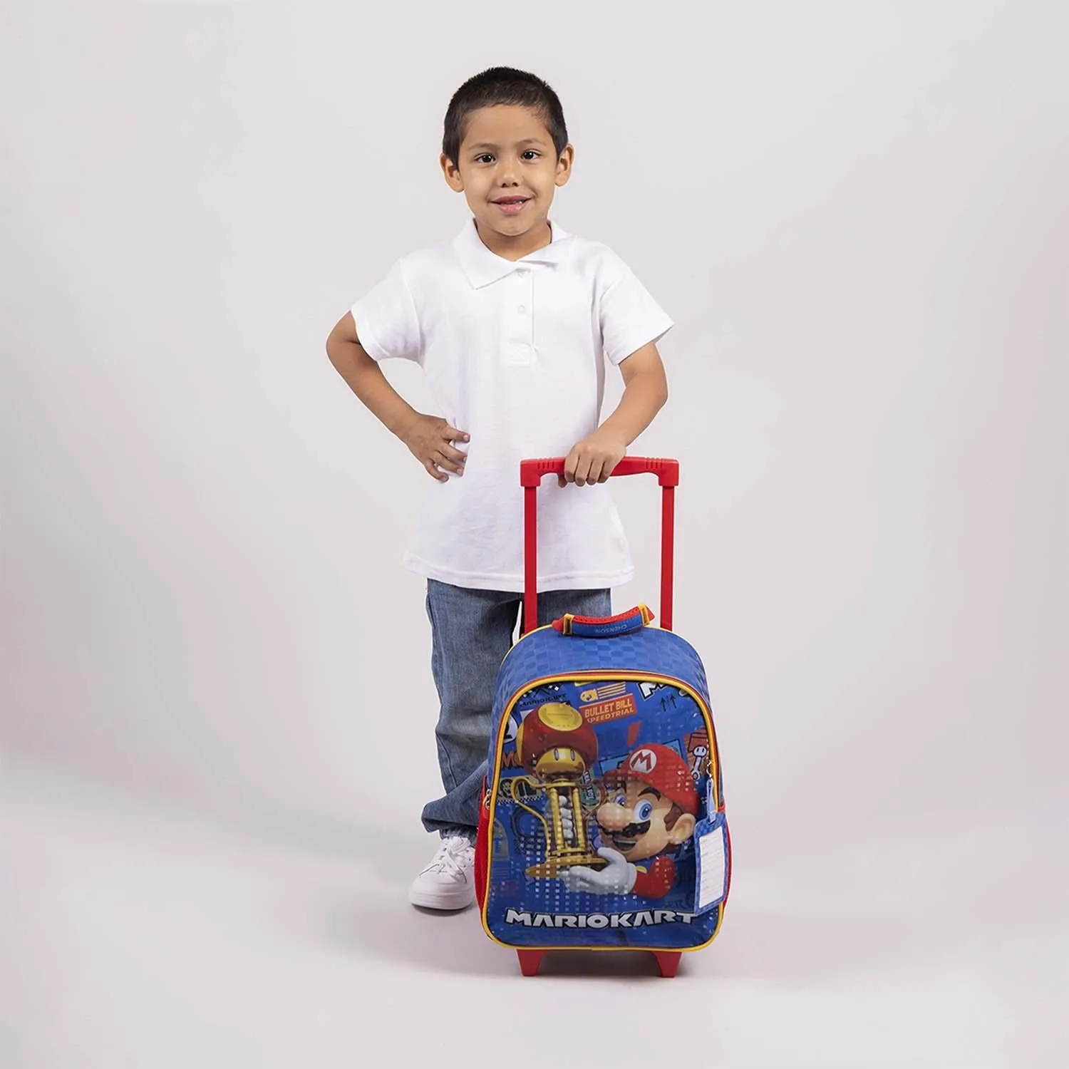 Mochila Con Ruedas Azul Mario Bros Chica Para Nio Chenson Veloz