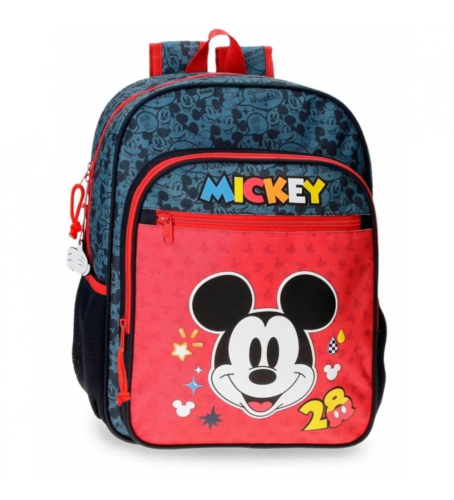 MOCHILA ESCOLAR MICKEY GET MOVING 38CM ADAPTABLE ROJO, AZUL 30X38X12CM
